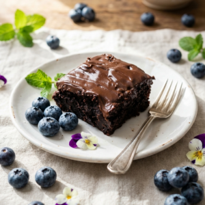 saftige Lebkuchen Brownies mit Blaubeeren