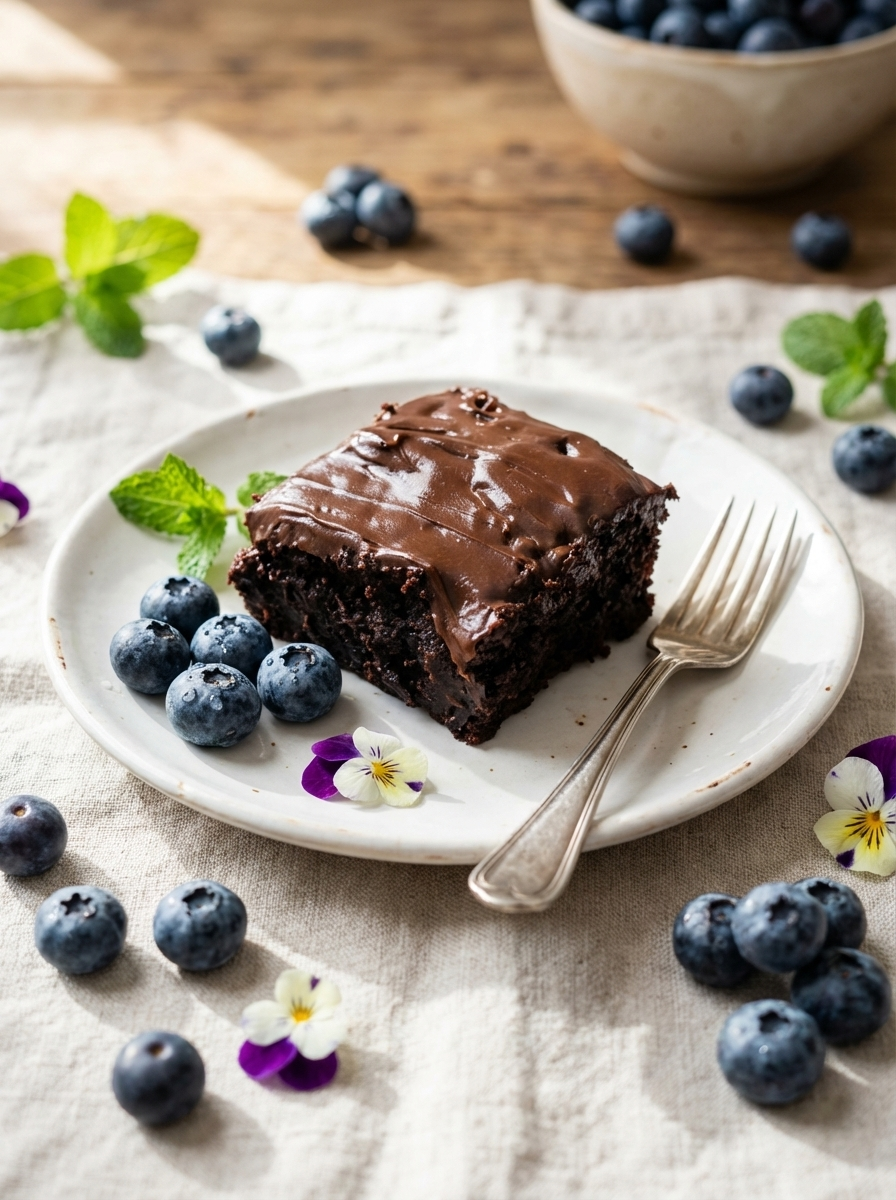 saftige Lebkuchen Brownies mit Blaubeeren