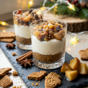 Dessert im Glas Spekulatius Käsekuchen mit Bratapfel