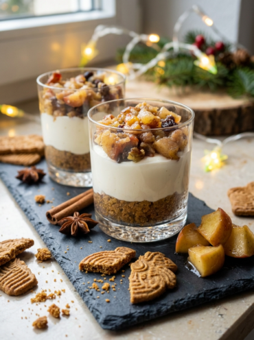 Dessert im Glas Spekulatius Käsekuchen mit Bratapfel