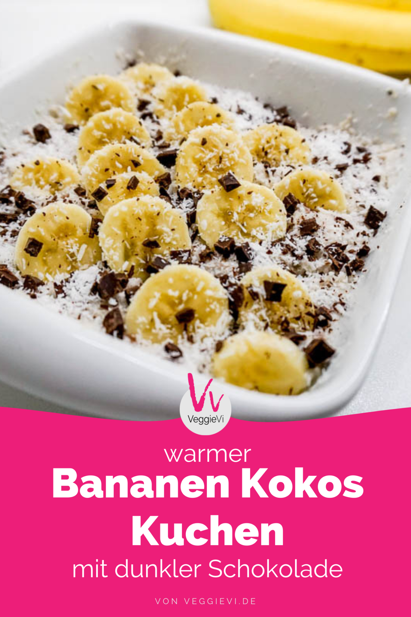 Warmer Kokos Bananen Kuchen mit dunkler Schokolade (vegan ...