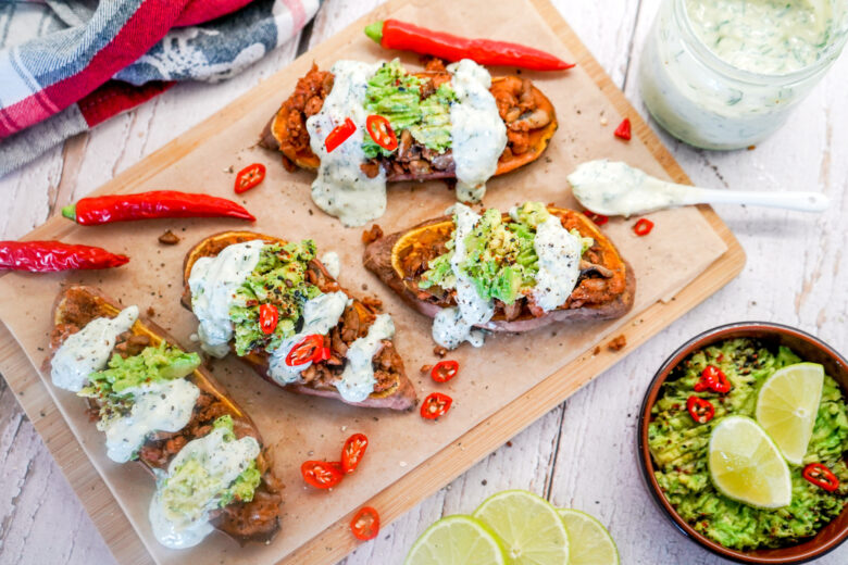 vegane Süßkartoffel Schiffchen